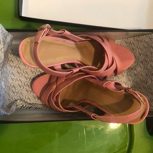 Candy pink platform wedge sandal